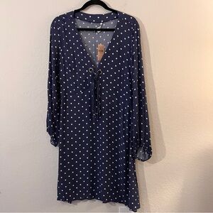 American Eagle 🎁 NWT Navy Polka Dot Tie-Front Dress – Size Large